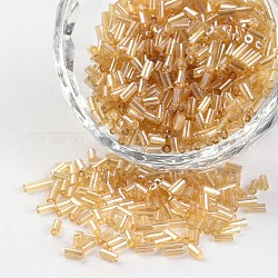 Perles en verre de tube de couleur transparente plaquées lustre à trou rond, blé, 3~5x1.8~2mm, Trou: 0.8mm, environ 1200 pcs/50 g