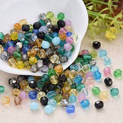 Perles de verre tchèques polies au feu, facette, baril, couleur mixte, 5x5mm, Trou: 1mm, environ 717pcs ~ 723pcs / bag