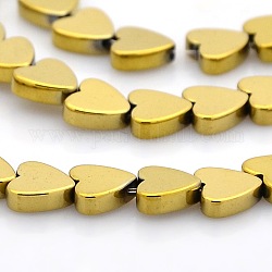 Non magnetici ematite Perle sintetiche cuore fili, oro placcato, 6x6mm, Foro: 1 mm, circa 75pcs/filo, 17.7 pollice
