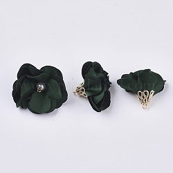 Decorazioni handmade del pendente del panno, con accessori in lega, fiore, grigio ardesia scuro, 24~26x24~25mm, Foro: 2 mm