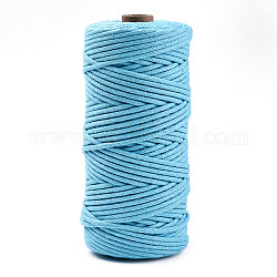 Cotton String Threads, Macrame Cord, Decorative String Threads, for DIY Crafts, Gift Wrapping and Jewelry Making, Light Sky Blue, 3mm, about 109.36 Yards(100m)/Roll.