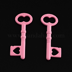 Skeleton Key Spray Painted Alloy Pendants, Cadmium Free & Lead Free, Pink, 34x12x2mm, Hole: 8.5x4.5mm
