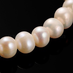 Hebras de perlas de agua dulce cultivadas naturales, redondo, peachpuff, 7~8mm, agujero: 0.8 mm, aproximamente 57 pcs / cadena, 15.16 pulgada