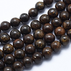 Hebras de perlas naturales bronzite, redondo, 8mm, agujero: 1.2 mm, aproximamente 48 pcs / cadena, 14.7 pulgada (37.5 cm)