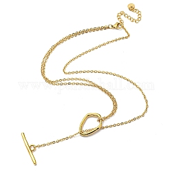 Placage ionique (ip) 304 colliers lariat en acier inoxydable pour femmes, chaînes câblées avec fermoirs à bascule, véritable 14k plaqué or, 18.50 pouce (47 cm)