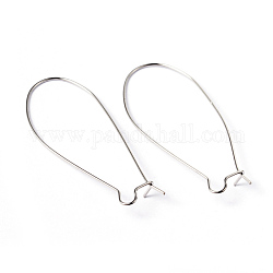 Accessoires de boucles d'oreilles fils avec cerceau rein, couleur platine, sans plomb, sans cadmium et sans nickel, 18 jauge, 43x20x1mm