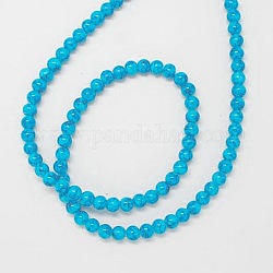 Spray Painted Glass Round Beads Strands, Cyan, 10mm, Hole: 1mm, about 82pcs/strand