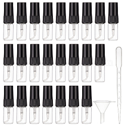 Benecreat parfümspender kits, einschließlich 40 Stück Glasproben-Parfüm-Sprühflaschen, mit 10 Stück 2 ml Einweg-Plastiktropfer und 4 Stück Trichter, schwarz & clear, Flasche: 1.4x5cm, Kapazität: 2 ml (0.07 fl. oz)