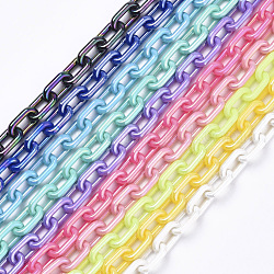 Акриловые непрозрачные кабельные цепи, AB цвет, овальные, разноцветные, 13x8x2 мм, 19.68 дюйм (50 см) / нить