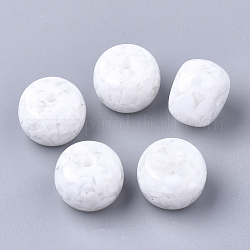 Perline di resina, stile imitazione di pietre preziose, rondelle, bianco, 12x8mm, Foro: 1.8 mm