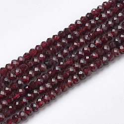 Natürlicher Granat Perlen Stränge, facettierte Rondelle, 3~3.5x2~2.5 mm, Bohrung: 0.5 mm, ca. 155 Stk. / Strang, 15.7 Zoll