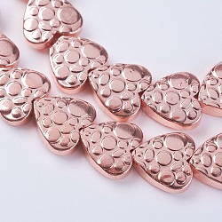 Electroplate Non-magnetic Synthetic Hematite Beads Strands, Heart, Grade AA, Rose Gold Plated, 10x10.5x3mm, Hole: 0.5mm, about 44pcs/strand, 15.9 inch