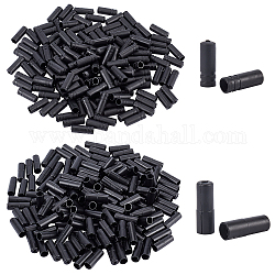 Superfindings tapas de extremo de cable de cambio de bicicleta de plástico, columna, accesorios para bicicletas, negro, 15.5x5mm, tamaño interno: 4 mm, 160 pcs