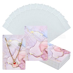 50 Stück rechteckige Heißprägekarten aus Karton und Papier für Schmuck, zum Aufhängen von Ohrringen und Halsketten, mit 50 Stück opp Zellophanbeutel, rosa, Karte: 9x6x0.04cm, Bohrung: 1.6 mm
