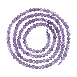 Nbeads 1 Strand Natural Amethyst Beads Strands, Faceted, Round, 2~3x2~2.5mm, Hole: 0.2mm, about 181~210pcs/strand, 15.9~16.3 inch(40.4~41.5cm)
