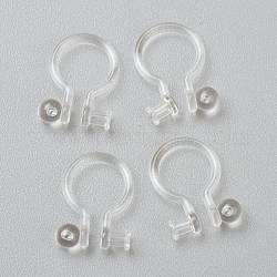 Plastic Clip-on Earring Findings, for Non-pierced Ears, Clear, 12x9x1.2mm, Hole: 0.8mm