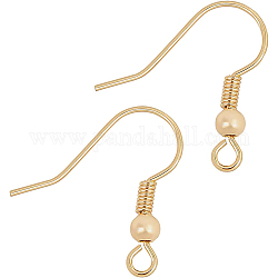 BENECREAT 100pcs 18K Gold Plated French Earring Hooks with Ball Dangle Earring Findings for DIY Earring Making, 18x18x0.7mm