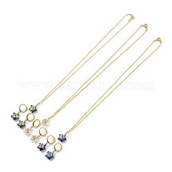 Ensembles de bijoux en verre étoile galvanoplastie, chaînes de câble en laiton colliers et créoles, avec pic à glace en laiton et boucles d'oreilles huggie hoop, couleur mixte, 18.31 pouce (46.5 cm), 31.5mm, pin: 1 mm