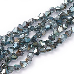 Electroplate Glass Beads Strands, Full Rainbow Plated, Faceted, teardrop, Cadet Blue, 7x8x6.5mm, Hole: 1.2mm, about 70pcs/strand, 18.1 inch(46cm)