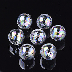 Hechos a mano soplados cuentas globo de cristal, color de ab chapado, redondo, claro ab, 16x15.5mm, agujero: 1~2.5 mm