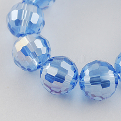 Fili di perle di vetro placcato, ab colore placcato, sfaccettato, tondo, blu fiordaliso, 10mm, Foro: 1 mm, circa 72pcs/filo, 26 pollice