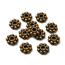 Lega stile tibetano piatte perle tonde distanziatore, cadmio & nichel &piombo libero, bronzo antico, 7.5x2mm, Foro: 2.5 mm