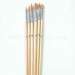 Set di pennelli per dipingere in legno, con tubo in alluminio e capelli in nylon, per il mestiere di pittura ad acquerello ad olio fai da te, mandorle sbollentate, 18.2~19.4x0.4~0.8cm, 6 pc / set