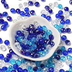 Perle di vetro, sfaccettato, rondelle, blu, 8x6mm, Foro: 1 mm, circa 1210pcs/500g