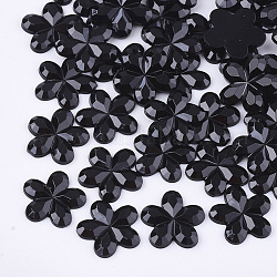Kunststoff Cabochons, Blume, Schwarz, 9x9.5x1.5 mm, ca. 5000 Stk. / Beutel