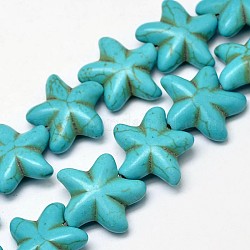 Kunsttürkisfarbenen Perlen, Blume, gefärbt, Türkis, 21x23x8 mm, Bohrung: 2 mm