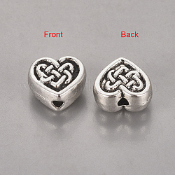 Alloy Beads, Valentine Loose Beads, Heart, Antique Silver Color, about 9.5mm wide, 9mm long, 4.5mm thick, hole: 1.5mm