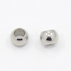 304 acier inoxydable séparateurs perles lisses, rondelle, couleur inoxydable, 5x3mm, Trou: 3mm