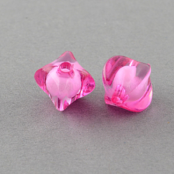Transparent Acrylic Beads, Bead in Bead, Rhombus, Deep Pink, 16x19x19mm, Hole: 3mm, about 320pcs/500g