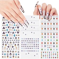 Ahadermaker 12 листы 3 стильные наклейки для дизайна ногтей с рисунком сглаза, самоклеящийся, для украшения ногтей, разноцветные, 9.6x6.4x0.02 см, 4 лист / стиль