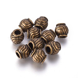 Perles avec un grand trou   , Perles européennes en alliage, bronze antique, sans plomb et sans cadmium et sans nickel, baril, taille: environ 9mm de diamètre, épaisseur de 9mm, Trou: 4mm