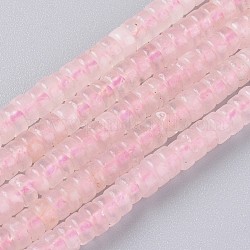 Granos naturales de abalorios de cuarzo rosa, abalorios heishi, Disco redondo plano, 4.5x2.5mm, agujero: 0.8 mm, aproximamente 160 pcs / cadena, 15.7 pulgada (40 cm)