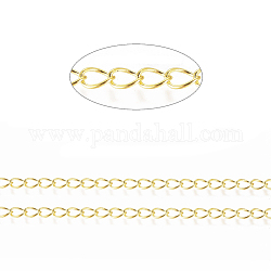 Latón retorcido cadenas, cadenas del encintado, soldada, con papel de cartas, oval, sin plomo y níquel y cadmio, dorado, 5x4x0.5mm, aproximadamente 16.4 pie (5 m) / rollo