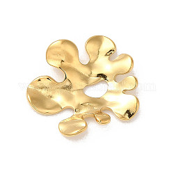 Pulido manual 304 cuentas de acero inoxidable, flor, real 18k chapado en oro, 16x14x1.5mm, agujero: 4 mm