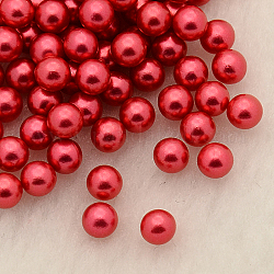 No Hole ABS Plastic Imitation Pearl Round Beads, Dyed, Crimson, 6mm, about 3000pcs/bag