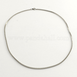 304 Stainless Steel Box Chain Necklaces, Stainless Steel Color, 20 inch(50.8cm)