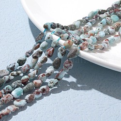 Chapelets de perles en larimar naturel, pierre roulée, pépites, 6.5~9.5x5.5~7.5x3.5~5.5mm, Trou: 0.8mm, Environ 50 pcs/chapelet, 15.67 pouce (39.8 cm)