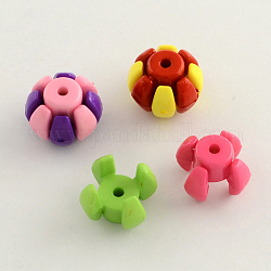 Opaque Acrylic Combined Beads, Interlocking Beads, Mixed Color, 13x13x11mm, Hole: 2mm, about 570pcs/500g