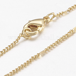 Collares de cadena de latón, con cierre de langosta, real 18k chapado en oro, 17.5 pulgada (44.5 cm)