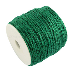 Cordón de yute de color, cuerda de yute, hilo de yute, 3 capa, para la fabricación de la joya, verde, 2mm, alrededor de 109.36 yarda (100 m) / rollo