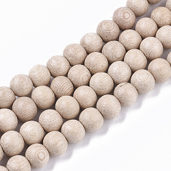 Chapelets perles de en bois non teint et naturel, ciré, ronde, blanc antique, 9x8mm, Trou: 1.4mm, Environ 103 pcs/chapelet, 31.89 pouce