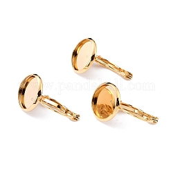 304 Stainless Steel Leverback Earring Settings, Flat Round, Golden, Tray: 18mm, 30x20x15mm, Pin: 0.7mm