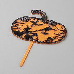 Decoración de tarjeta de inserción de pastel de calabaza de acrílico, con autoadhesivo, para la decoración de pasteles de halloween, naranja, 155x100x1mm