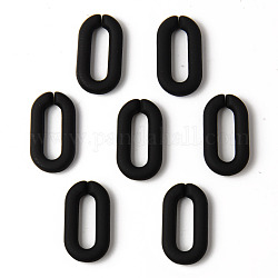 Anneaux de liaison en acrylique style caoutchouté, connecteurs à liaison rapide, pour la fabrication de chaînes de câble, ovale, noir, 20x11x3mm, diamètre intérieur: 13.5x4 mm