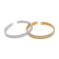 Unisex 304 Stainless Steel Mesh Bangles, Cuff Bangles, Mixed Color, 2-1/4 inch(5.7cm)
