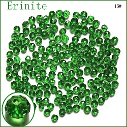 Imitazione branelli di cristallo austriaco, grado aaa, sfaccettato, rondelle, verde, 4x3mm, Foro: 0.7~0.9 mm